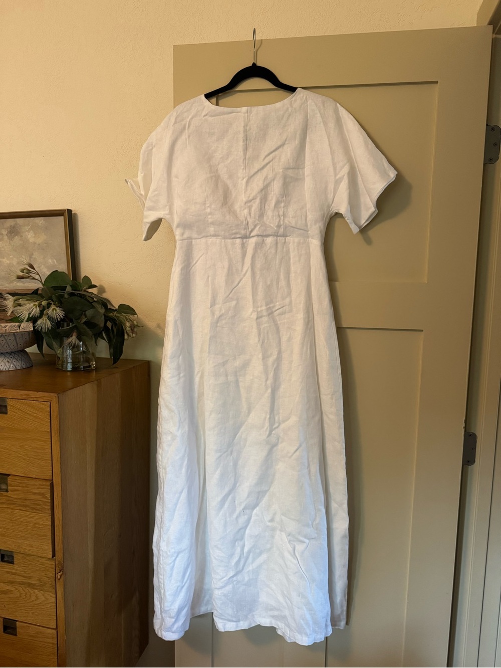 Dissh L 12 White Linen Maxi Dress Tie Waist Back